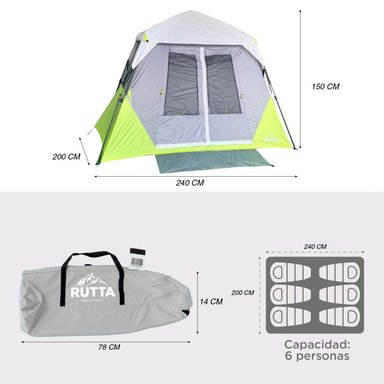 CARPA INSTANTÁNEA QUICKCAMP 6P IMPERMEABLE 3000 MM - 4
