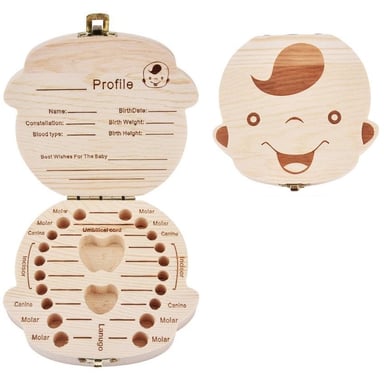 CAJA DE DIENTES DE LECHE PARA BEBÉ DE MADERA MACIZA - NIÑO - 2