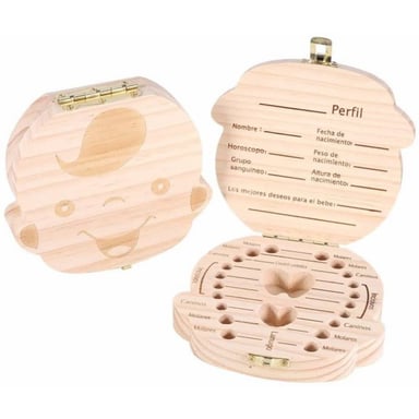 CAJA DE DIENTES DE LECHE PARA BEBÉ DE MADERA MACIZA - NIÑO - 3