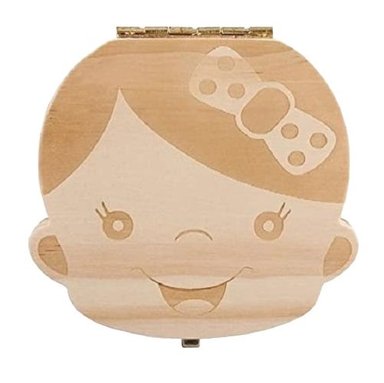 CAJA DE DIENTES DE LECHE PARA BEBÉ DE MADERA MACIZA - NIÑA