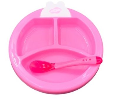 PLATO TERMICO ANTIDESLIZANTE + CUBIERTO BEBE