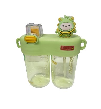 BOTELLA AGUA DIBUJOS ANIMADOS NIÑOS CON DOS COMPARTIMENTOS VERDE