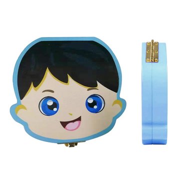 CAJA DE MADERA CELESTE PARA DIENTES DE BEBÉ