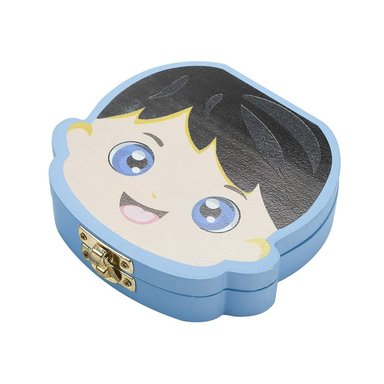 CAJA DE DIENTES DE LECHE PARA BEBÉ DE MADERA MACIZA CELESTE