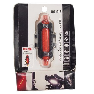 LUZ LED ROJO POSTERIOR PARA BICICLETA Y SCOOTER RECARGABLE USB X 2 UND