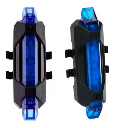 LUZ LED POSTERIOR PARA BICICLETA Y SCOOTER RECARGABLE USB AZUL X 2UND
