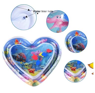 ALFOMBRA DE AGUA COLCHONETA INFLABLE PARA BEBÉS Y NIÑOS PEQUEÑOS CORAZON