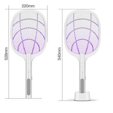 RAQUETA BLANCO ELECTRICA MATAMOSCAS CON LUZ ULTRAVIOLETA