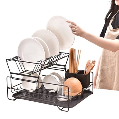 ESCURRIDOR DE PLATOS GRANDE CON ESCURRIDOR NEGRO