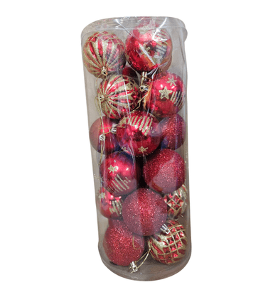 PACK 24 BAMBALINAS ESFERAS NAVIDEÑAS DECORACION NAVIDAD ROJO