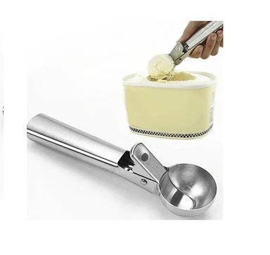 CUCHARA PARA HELADO DE ACERO INOXIDABLE CON EYECTOR 18 CM