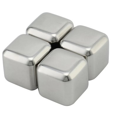 SET X 4 CUBOS DE HIELO DE ACERO INOXIDABLE