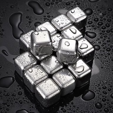 SET X 4 CUBOS DE HIELO DE ACERO INOXIDABLE - 8