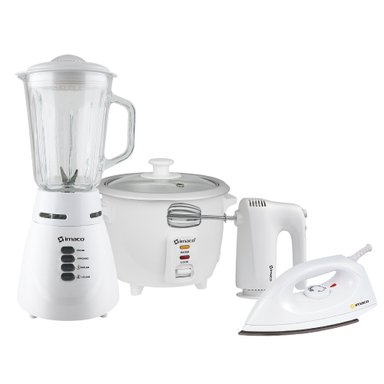 COMBO IMACO ETA10RC006HM505BL4125V PLANCHA OLLA ARROCERA 06L BATIDORA LICUADORA VIDRIO