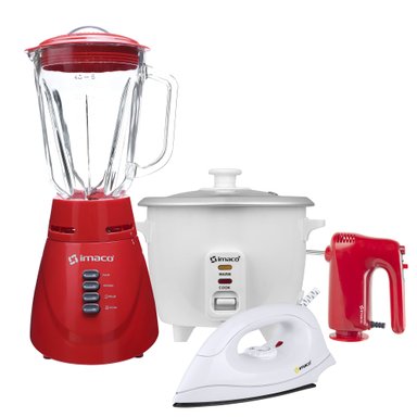 COMBO IMACO PLANCHA OLLA ARROCERA 06LBATIDORA MANO LICUADORA VIDRIO