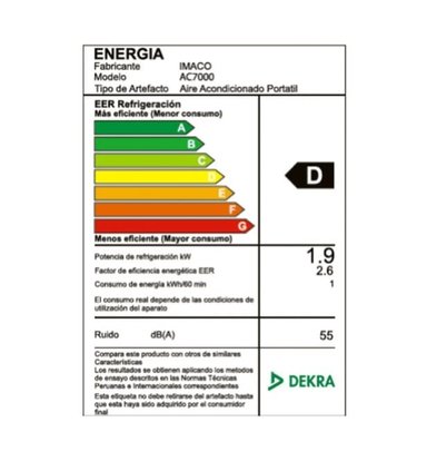 AIRE ACONDICIONADO PORTÁTIL IMACO 6500BTU DIGITAL AC7000 - 3