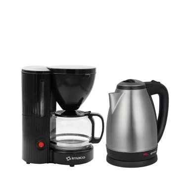 COMBO CAFETERA ELECTRICA 6 TAZAS ICM608N + HERVIDOR METÁLICO 1.8 LITROS KE1801