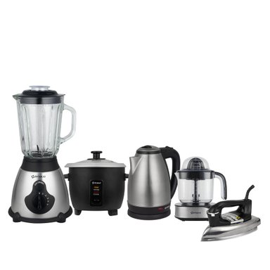 PENTACOMBO LICUADORA 1.5LTS + OLLA ARROCERA 0.6LTS + HERVIDOR 1.8LTS + PLANCHA SECA PESADA + EXPRIMIDOR DE CITRICOS IMACO