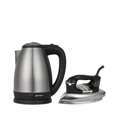 COMBO HERVIDOR METALICO 1.8L KE1801 + PLANCHA PESADA VINTAGE I1700 IMACO