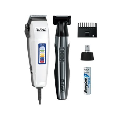 COMBO CORTADORA DE CABELLO COLOR CODE KIT 17 + RECORTADORA QUICKSTYLE 3 CABEZALES WAHL
