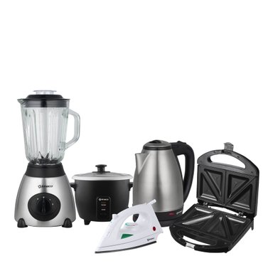 PENTACOMBO LICUADORA + ARROCERA + HERVIDOR + PLANCHA + SANDWICHERA