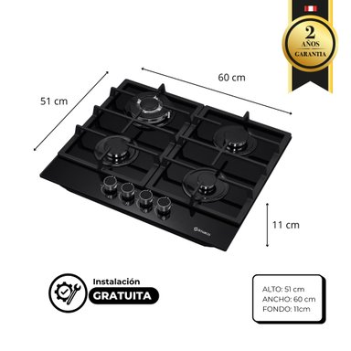 COCINA EMPOTRABLE GAS X4 QUEMADORES IENC60 IMACO - 5