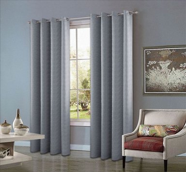 SET X2 CORTINAS CASATEX JACQUARD BLACKOUT ALTO RELIEVE BRILLO 150X250CM GRIS OSCURO