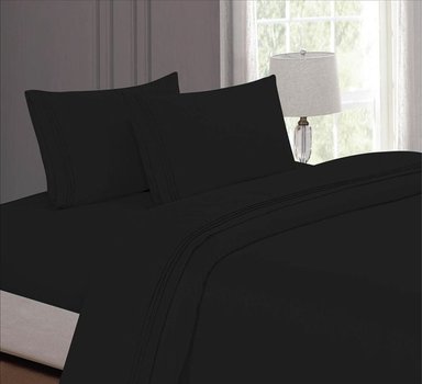 SET SÁBANAS CASATEX 2 PLAZAS ALGODÓN NEGRO BORDADO