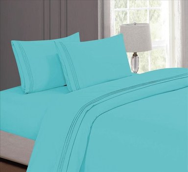 SET SÁBANAS CASATEX 2 PLAZAS ALGODÓN TURQUESA BORDADO