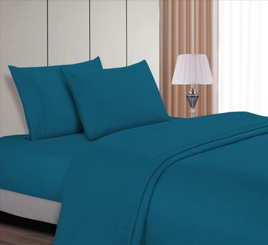 SET SÁBANAS CASATEX 1.5 PLAZAS ALGODÓN ACERO BORDADO