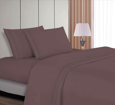 SET SÁBANAS CASATEX QUEEN ALGODÓN CORAL BORDADO