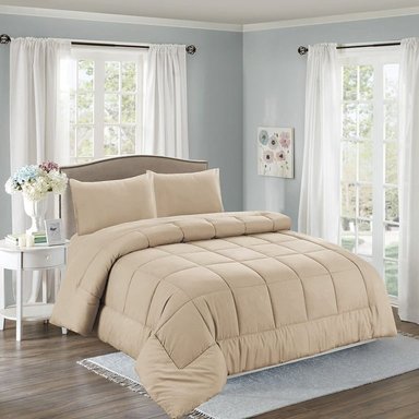 EDREDÓN CASATEX 2 PLAZAS ALGODÓN BEIGE + JUEGO SÁBANAS 5 PIEZAS