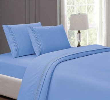 SET SÁBANAS CASATEX 2 PLAZAS ALGODÓN CELESTE BORDADO