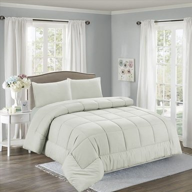 EDREDÓN ACOLCHADO 2 PLAZAS + JUEGO DE SÁBANAS ALGODÓN COLOR HUESO