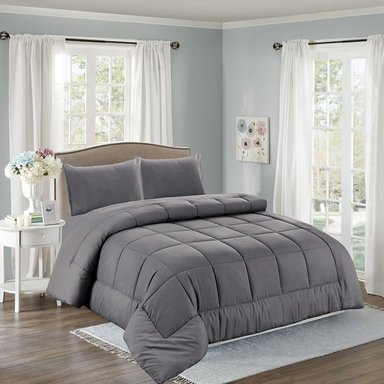 EDREDÓN CASATEX KING ALGODÓN GRIS + JUEGO SÁBANAS