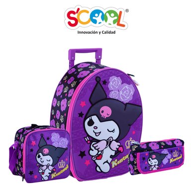 SET MALETA SCOOL KUROMI GRANDE RANGER MORADO