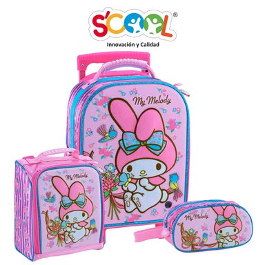 SET MALETA SCOOL MY MELODY MEDIANA MAGIC PREMIUM ROSADO