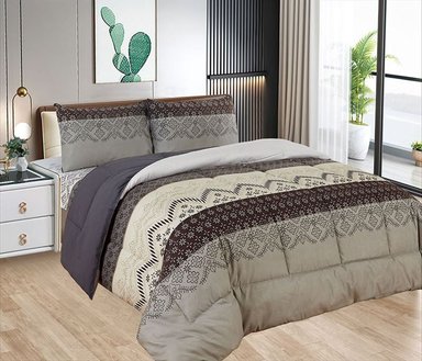 EDREDÓN 2 PLAZAS + JUEGO DE SÁBANAS 100% ALGODÓN - 5 PIEZAS