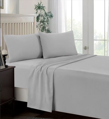 JUEGO DE SÁBANAS 2 PLAZAS 100% ALGODÓN GRIS