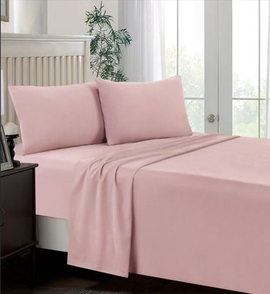 JUEGO DE SÁBANAS 2 PLAZAS 100% ALGODÓN ROSADO