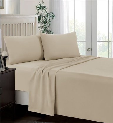 JUEGO DE SÁBANAS 2 PLAZAS 100% ALGODÓN BEIGE