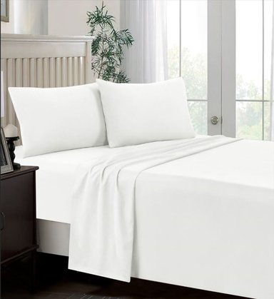 JUEGO DE SÁBANAS 2 PLAZAS 100% ALGODÓN BLANCO