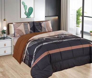 EDREDÓN 2 PLAZAS + JUEGO DE SÁBANAS 100% ALGODÓN - 5 PIEZAS