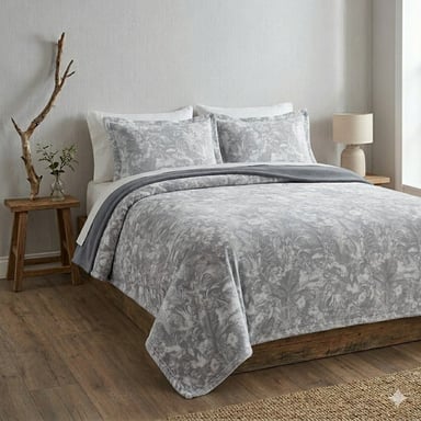 MANTA TERCIOPELO CON SHERPA + FUNDAS DE ALMOHADA GRIS - 1