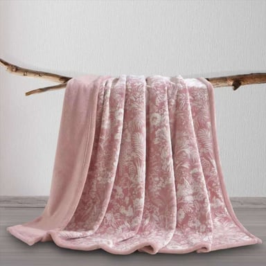 MANTA TERCIOPELO CON SHERPA + FUNDAS DE ALMOHADA ROSADO - 2