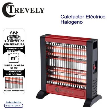 CALEFACTOR TREVELY ELÉCTRICO HALOGENO -ROJO TCH-011