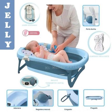 BAÑERA BABY KITS 25467465242 PLEGABLE COM TERMOMETRO JELLY AZUL