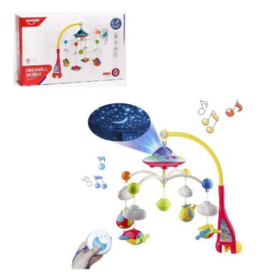 JUEGO DIDÁCTICO MOVIL MUSICAL PARA CUNA BEBE CONTROL REMOTO PROYECTOR LUCES