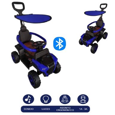 CORREPASILLO MUSICAL CON EMPUJADOR BUGUI TRACTOR - AZUL