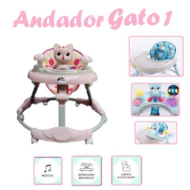 ANDADOR DIDACTICO MUSICAL GATO 1 - ROSA